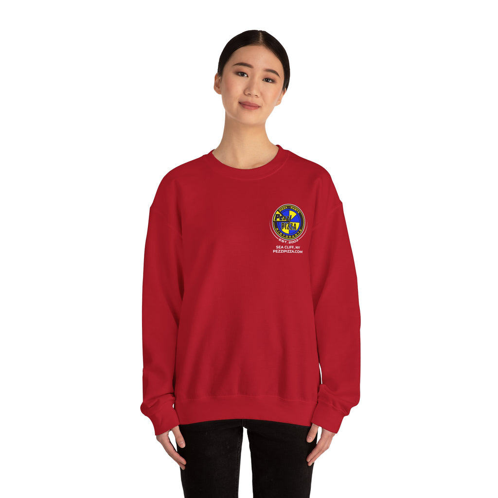 In Pezzi's We Crust -  Logo Crewneck Sweatshirt | Small Chest Patch, Back Text
