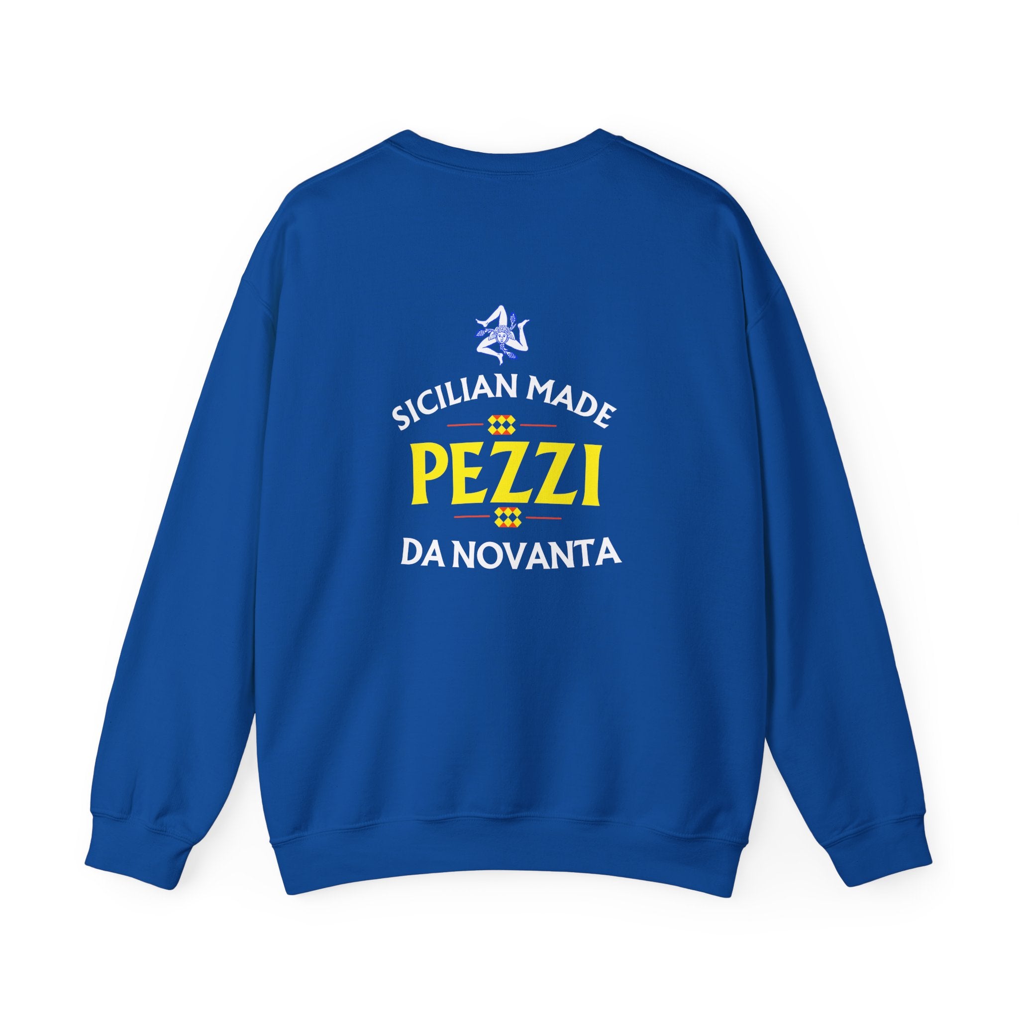 Sicilian Made Pezzi da Novanta  Logo Crewneck Sweatshirt | Small Chest Patch, Back Text