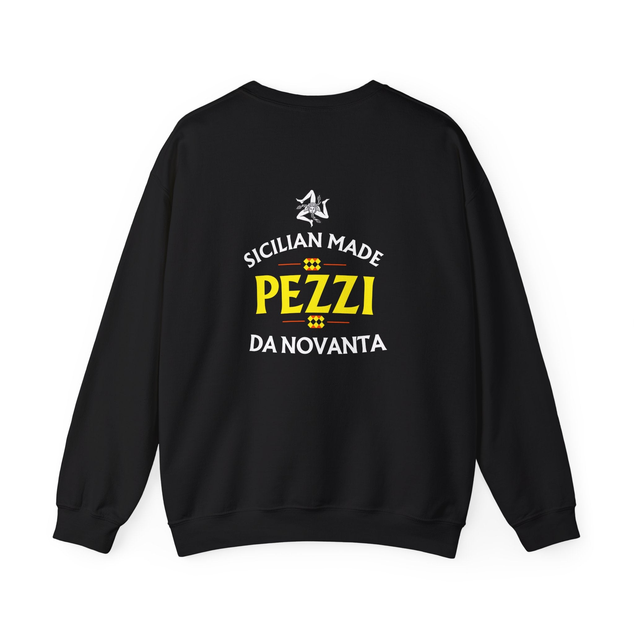 Sicilian Made Pezzi da Novanta  Logo Crewneck Sweatshirt | Small Chest Patch, Back Text