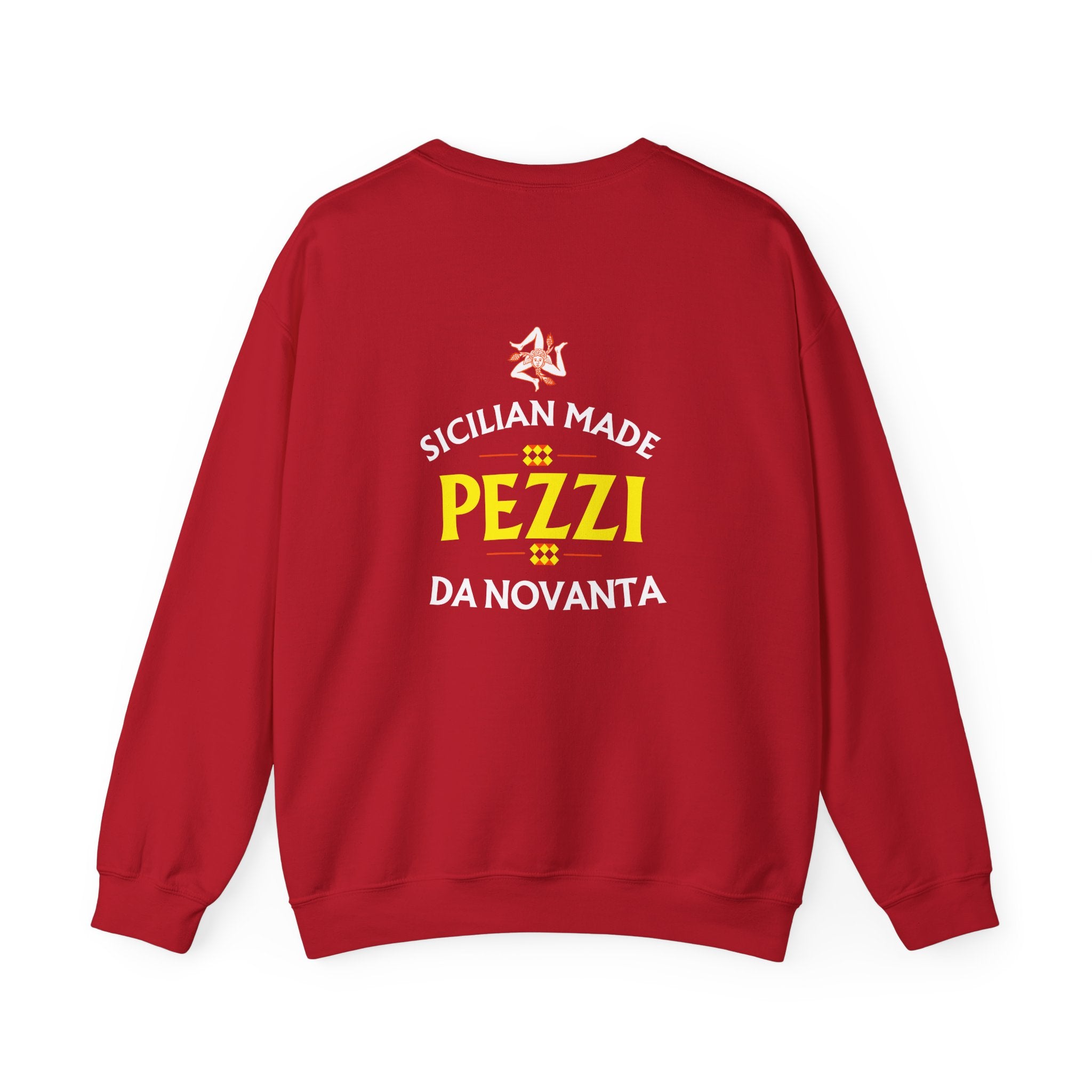 Sicilian Made Pezzi da Novanta  Logo Crewneck Sweatshirt | Small Chest Patch, Back Text
