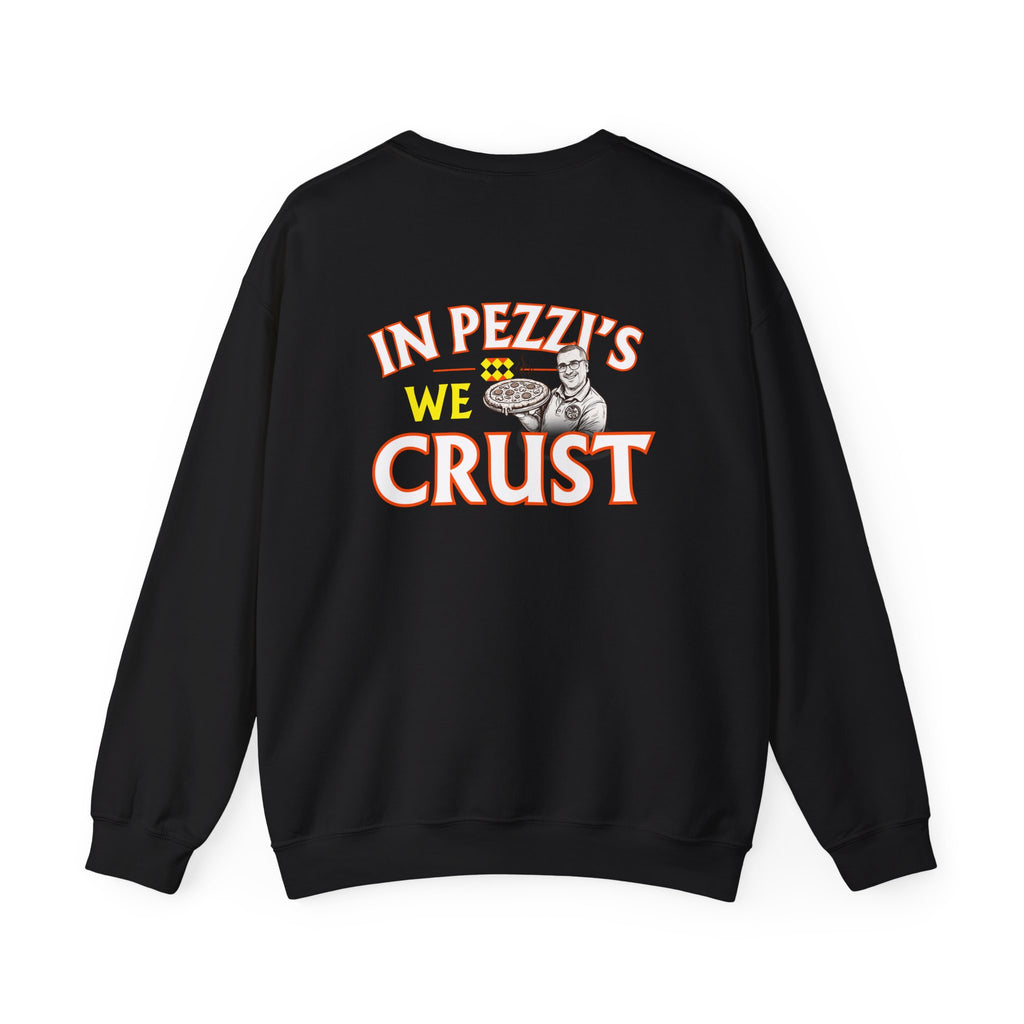 In Pezzi's We Crust -  Logo Crewneck Sweatshirt | Small Chest Patch, Back Text