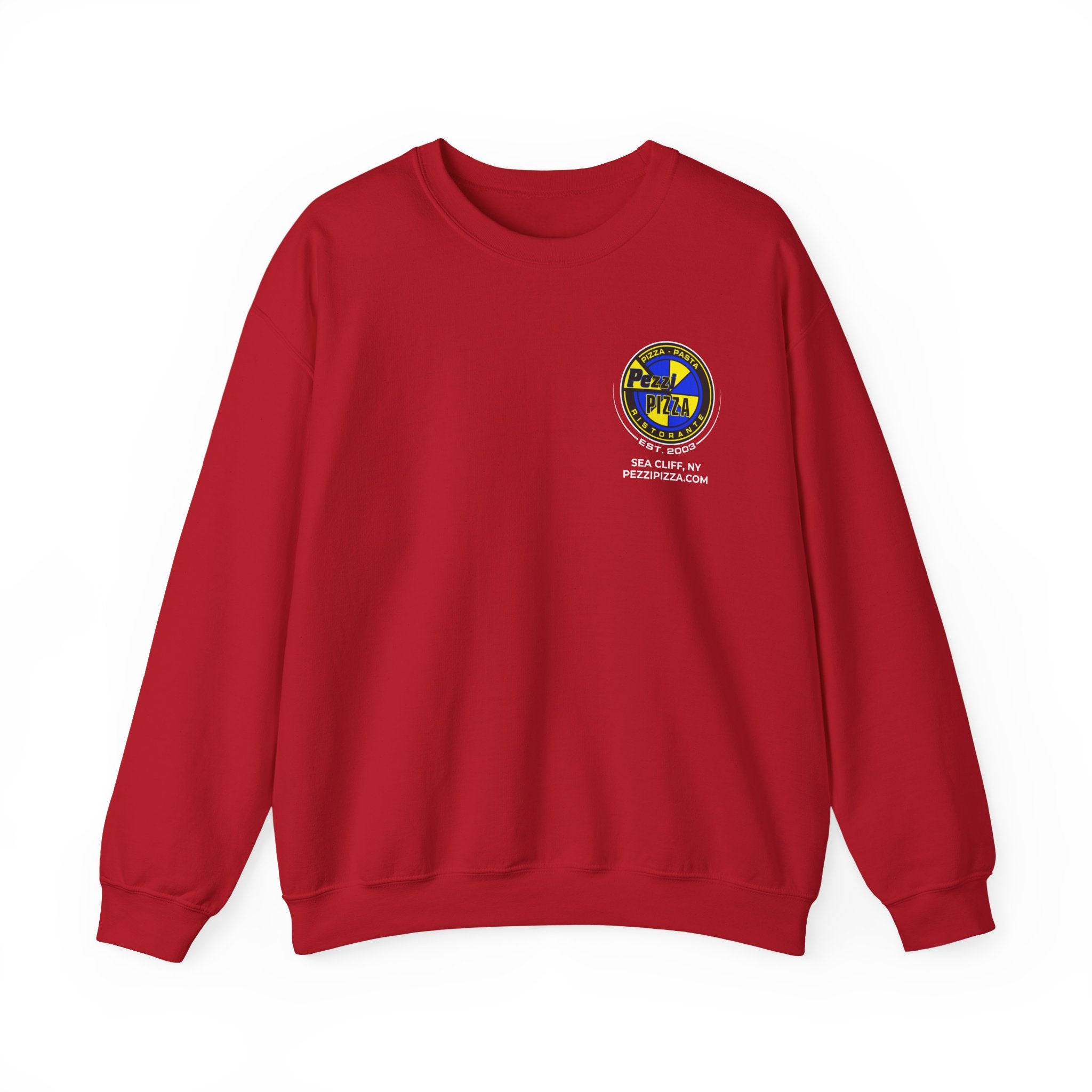 In Pezzi's We Crust -  Logo Crewneck Sweatshirt | Small Chest Patch, Back Text