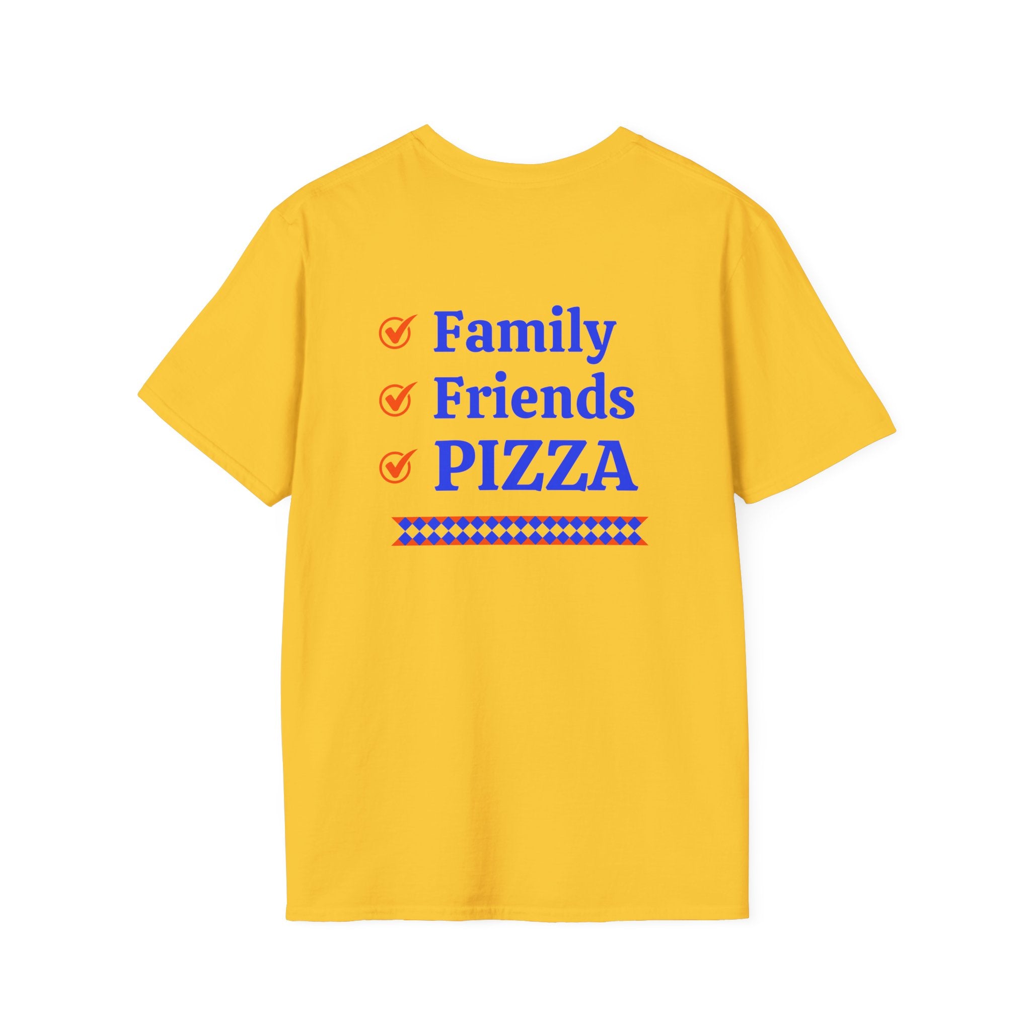 Family Friends Pizza Checklist T-Shirt | Pezzi Pizza Restaurant Slogan