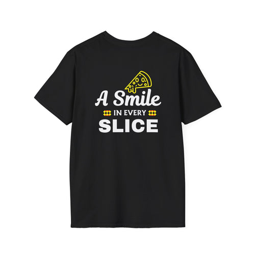 A Smile in Every Slice Pizza T-Shirt | Funny Pezzi's Pizza Quote